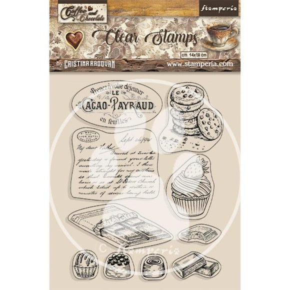 Stamperia Acrylic stamp cm 14x18 - Coffee and Chocolate chocolate elements