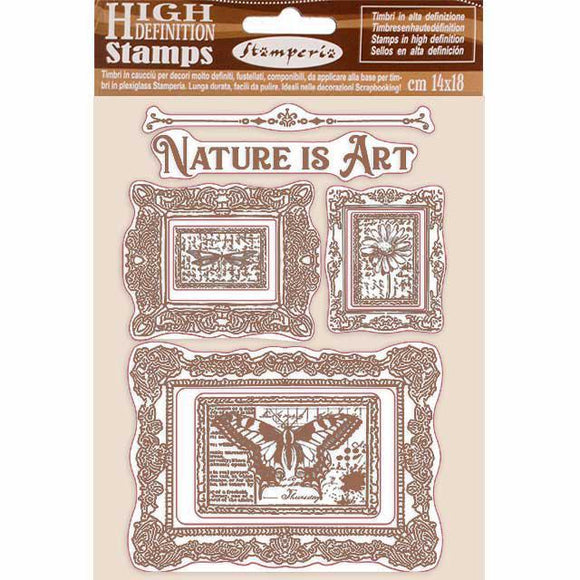 Stamperia * HD Natural Rubber Stamp * NATURE is ART FRAMES * WTKCC200