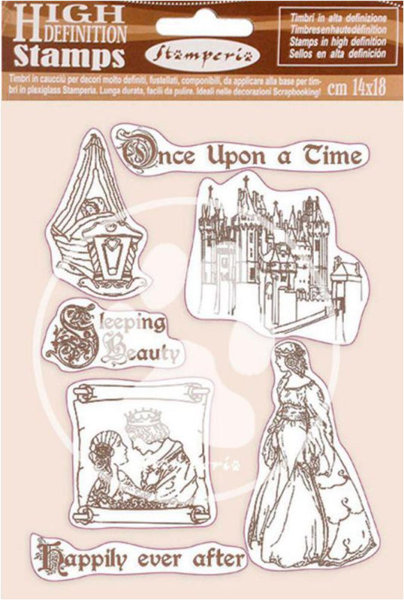 WTKCC201 Stamperia * Sleeping Beauty Once Upon a Time *HD NATURAL RUBBER STAMP CM 14X18
