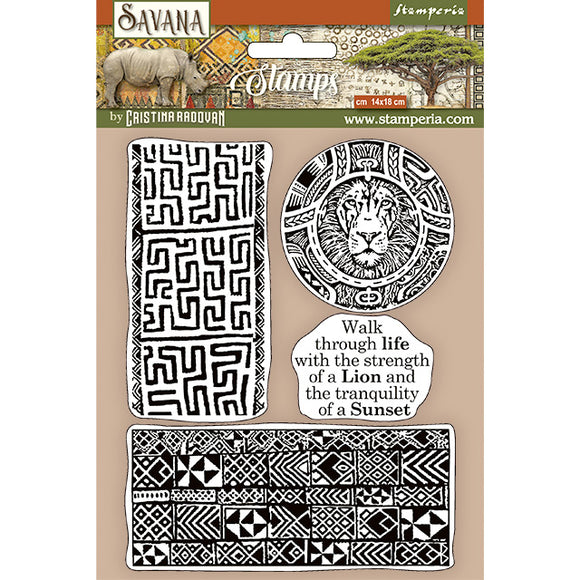 HD Natural Rubber Stamp cm 14x18 - Savana etnical borders