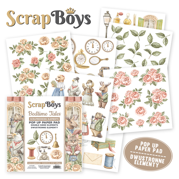 Bedtime Tales Pop-Up pack for fussy cutting, Scrapboys 24 double sided 6x6
