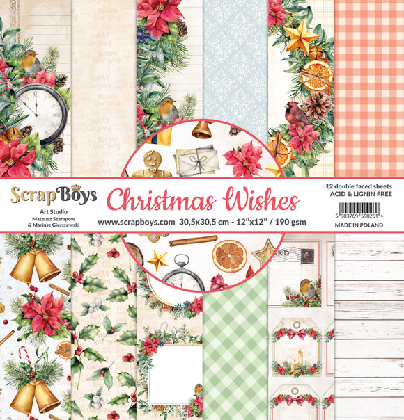 Christmas Wishes, scrapboys, 12 double sided 12x12, scrapbooking paper pack