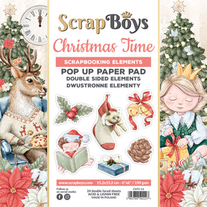 Christmas Time Pop-Up , Scrapboys 24 double sided 6x6, scrapbooking paper pack