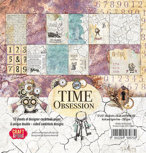 Time Obsession, Craft and You Design, Paper Set of 12 sheets 12x12" (250gsm)