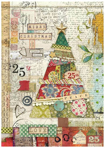 Stamperia Rice Paper Sheet A4 Christmas Patchwork