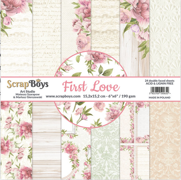 First Love, Scrapboys 24 double sided 6x6, scrapbooking paper pack