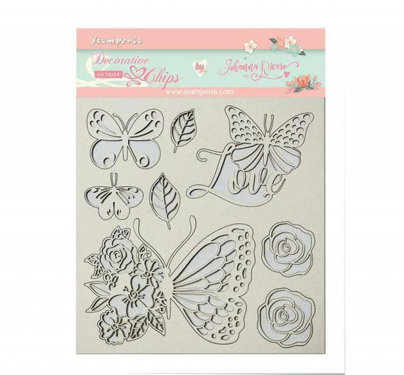 DeCORATIVE CHiPS Stamperia New Collections -CIRCLE OF LOVE  Butterfly