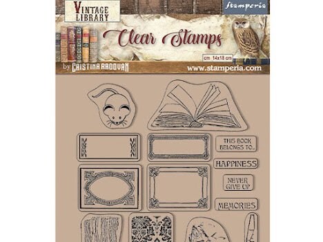 Stamperia,vintage library Stamps and chipboards