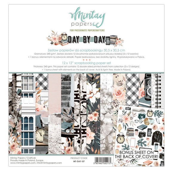 Mintay *** DAY BY DAY ***  12x12  Double Sided Designer Scrapbooking Paper Pack collection, Cardstock