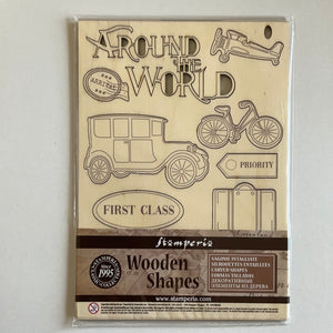 Around the world wooden shapes