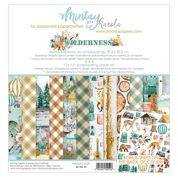 Mintay *** Wilderness ***  12 x12  Double Sided Designer Scrapbooking Paper Pack collection, Cardstock