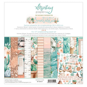 Mintay *** SUNTASTIC ***  12x12  Double Sided Designer Scrapbooking Paper Pack collection, Cardstock