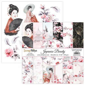 JAPANESE BEAUTY, Scrapboys 12 double sided 8x8, scrapbooking paper pack