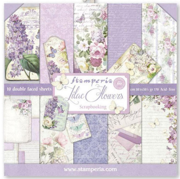 Lilac Flowers Stamperia Double-Sided scrapbooking paper pad 12