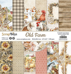Old Farm, scrapboys, 12 double sided 12x12, scrapbooking paper pack