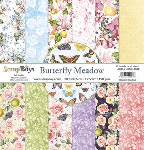 Butterfly Meadow, scrapboys, 12 double sided 12x12, scrapbooking paper pack