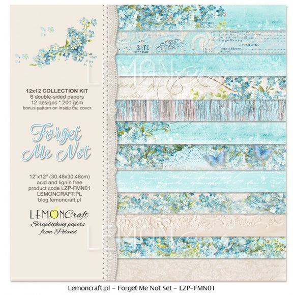 Forget Me Not , 12x12 Set of scrapbooking papers - Lemoncraft