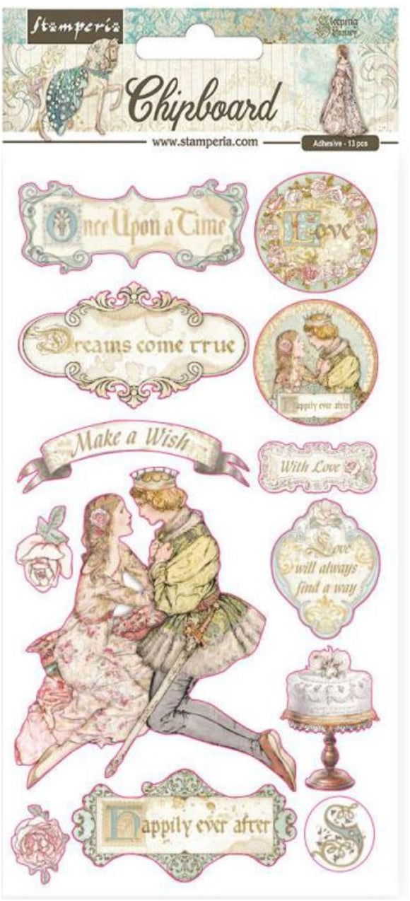 Stamperia Chipboard Sleeping Beauty – 13 Pièces Panneau Particules Belle Au Bois Dormant 15x30 Cm Pour Scrapbooking