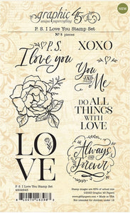 Graphic 45 * P.S. I love you * 4x6 Stamp Set